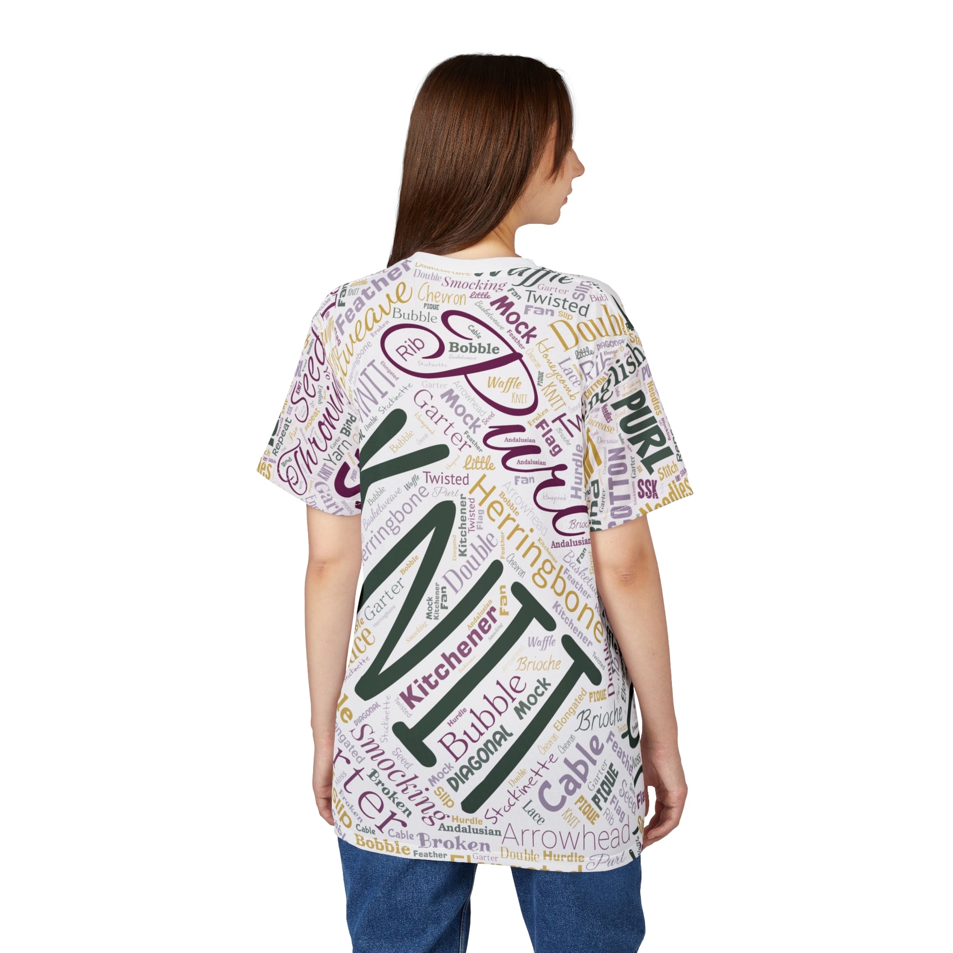 All-Over Stitch Word Art Tee – Unisex Sublimation Shirt