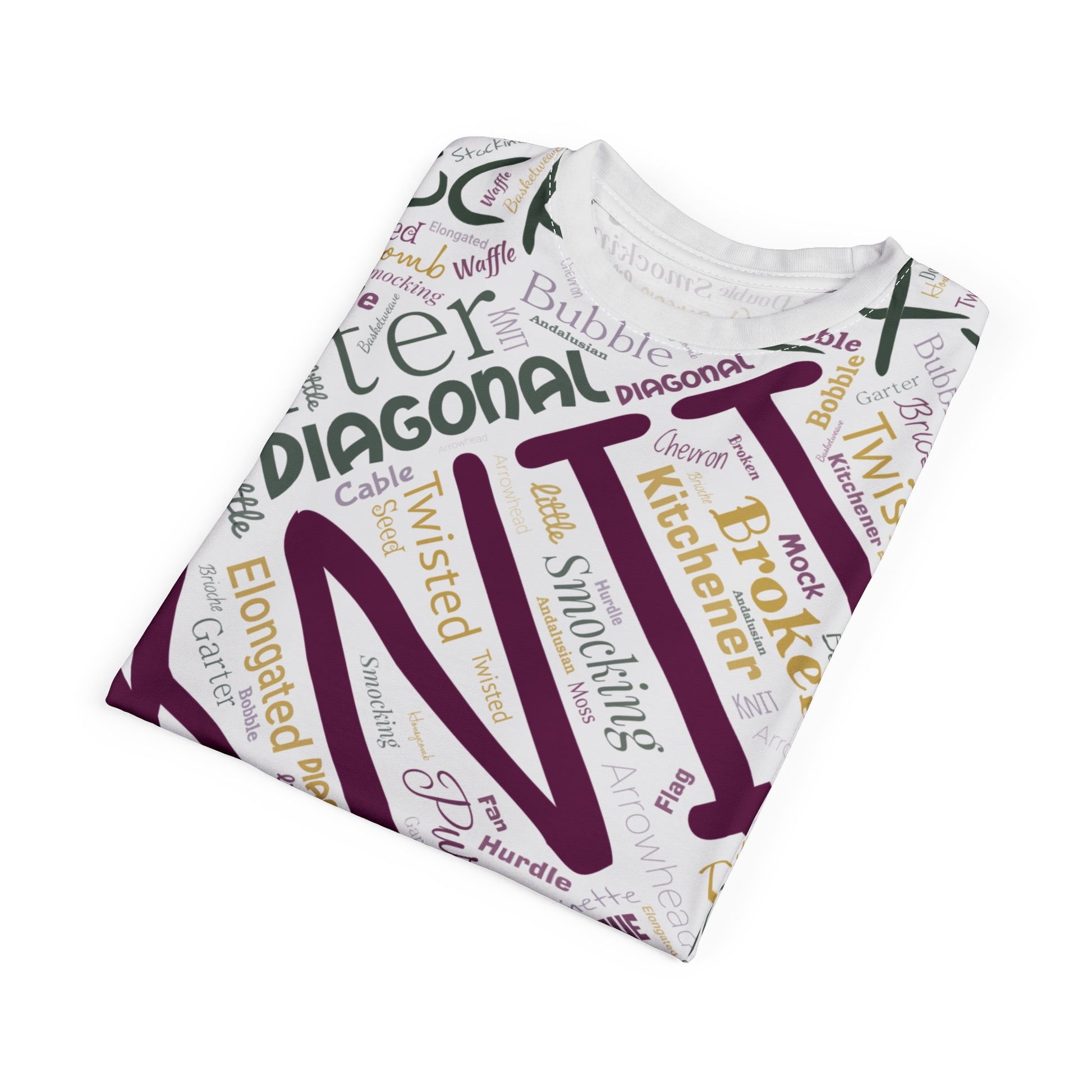 All-Over Stitch Word Art Tee – Unisex Sublimation Shirt