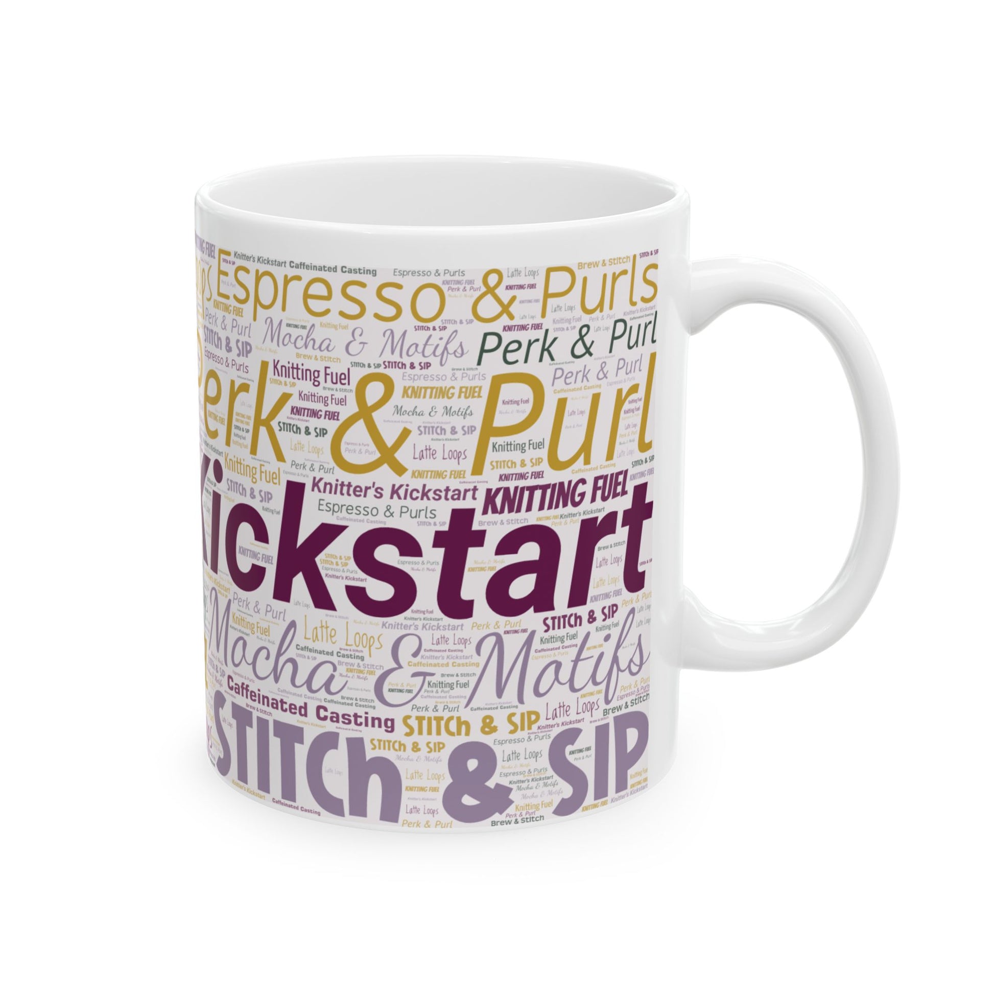Knitting Fuel Word Art Mug – 11oz or 15oz Ceramic