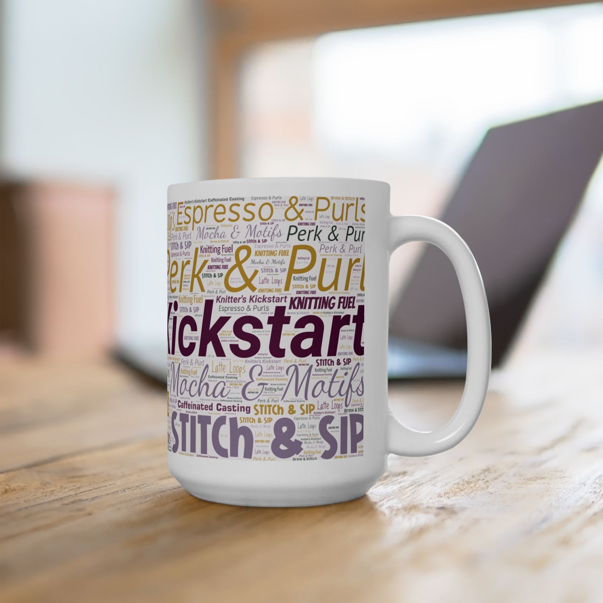 Knitting Fuel Word Art Mug – 11oz or 15oz Ceramic
