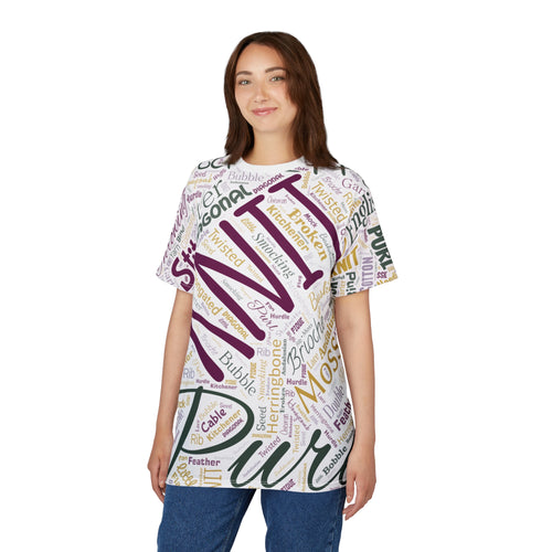 All-Over Stitch Word Art Tee – Unisex Sublimation Shirt