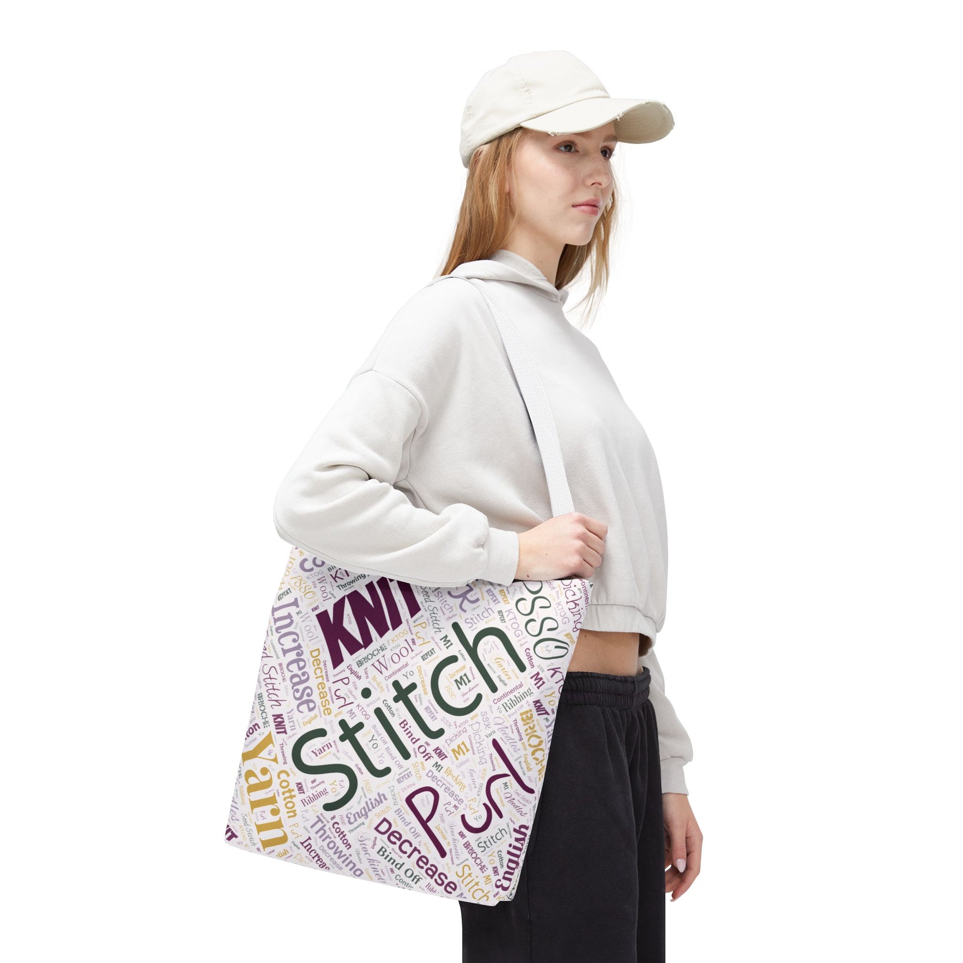 Stitch Word Art Tote Bag – 3 Sizes for Makers On-the-Go