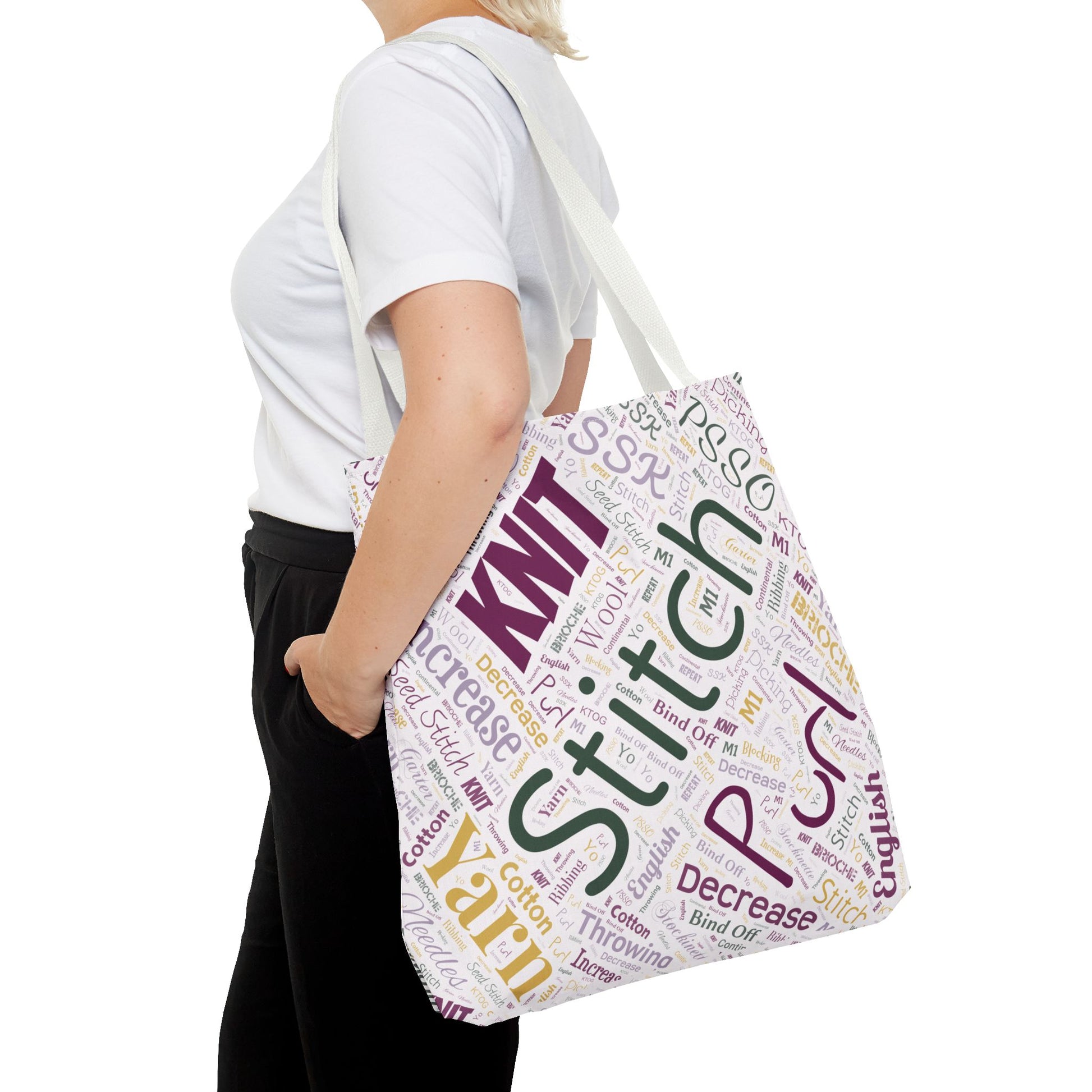 Stitch Word Art Tote Bag – 3 Sizes for Makers On-the-Go