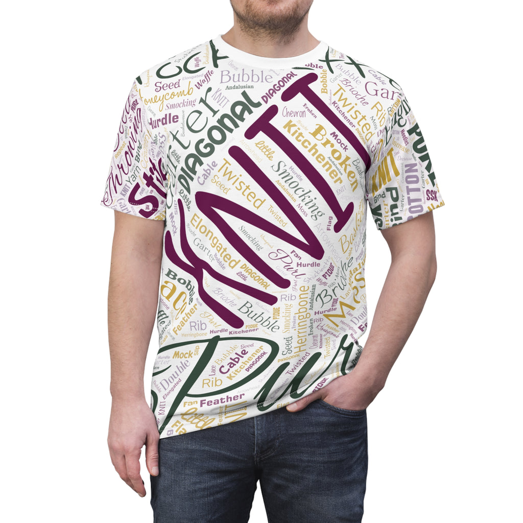 All-Over Stitch Word Art Tee – Unisex Sublimation Shirt