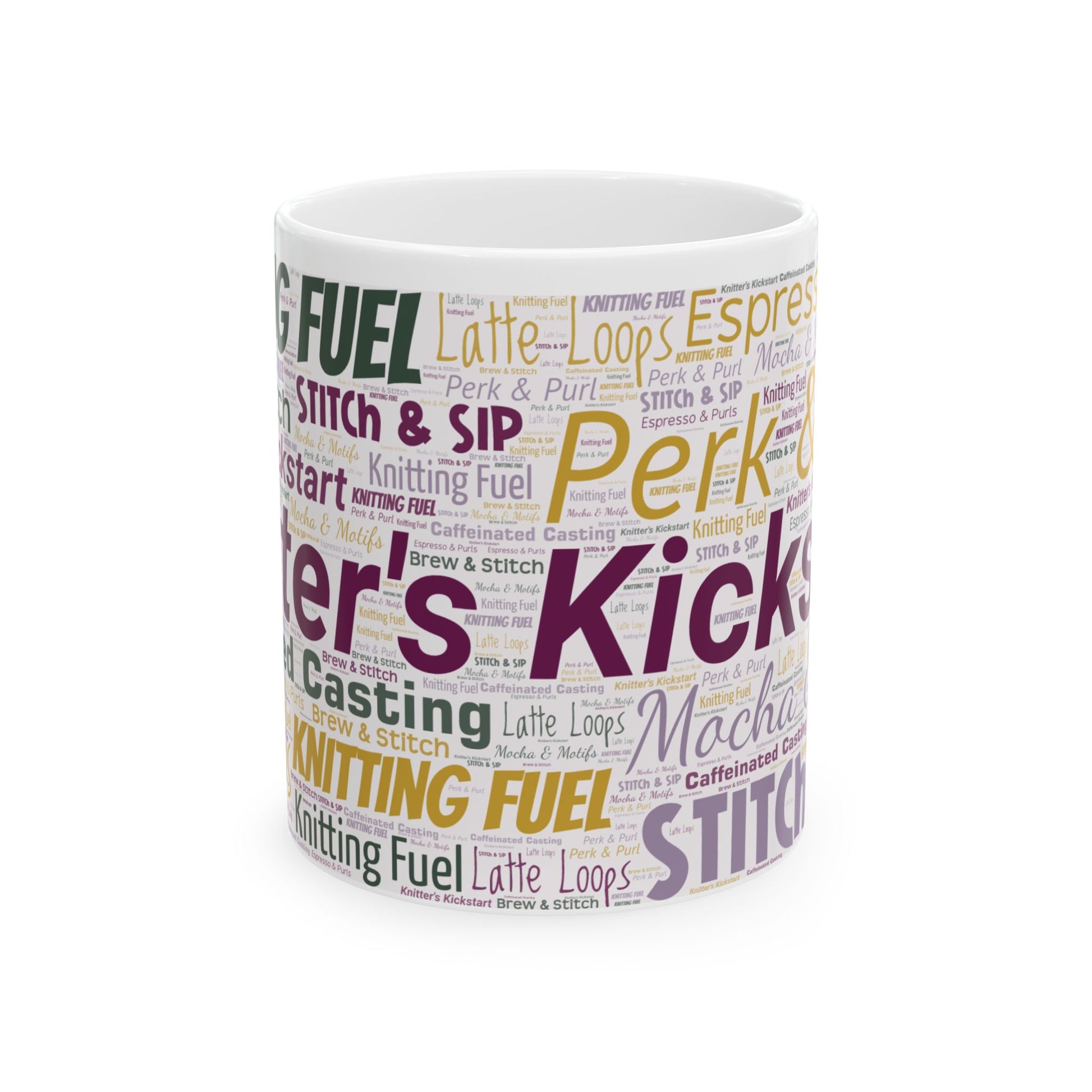 Knitting Fuel Word Art Mug – 11oz or 15oz Ceramic