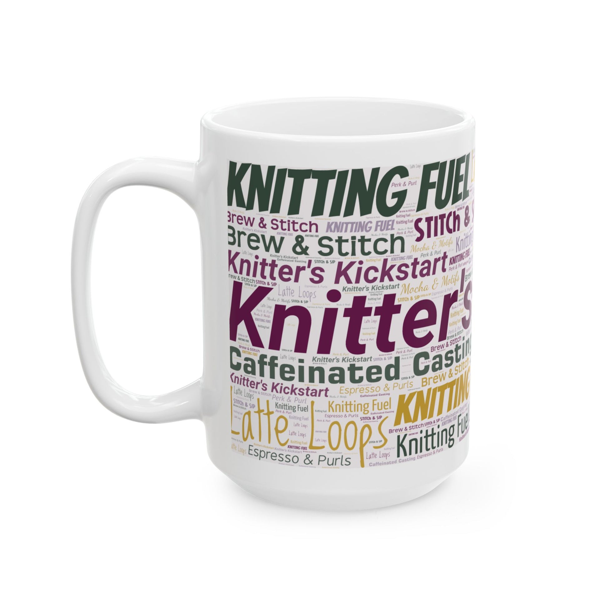 Knitting Fuel Word Art Mug – 11oz or 15oz Ceramic