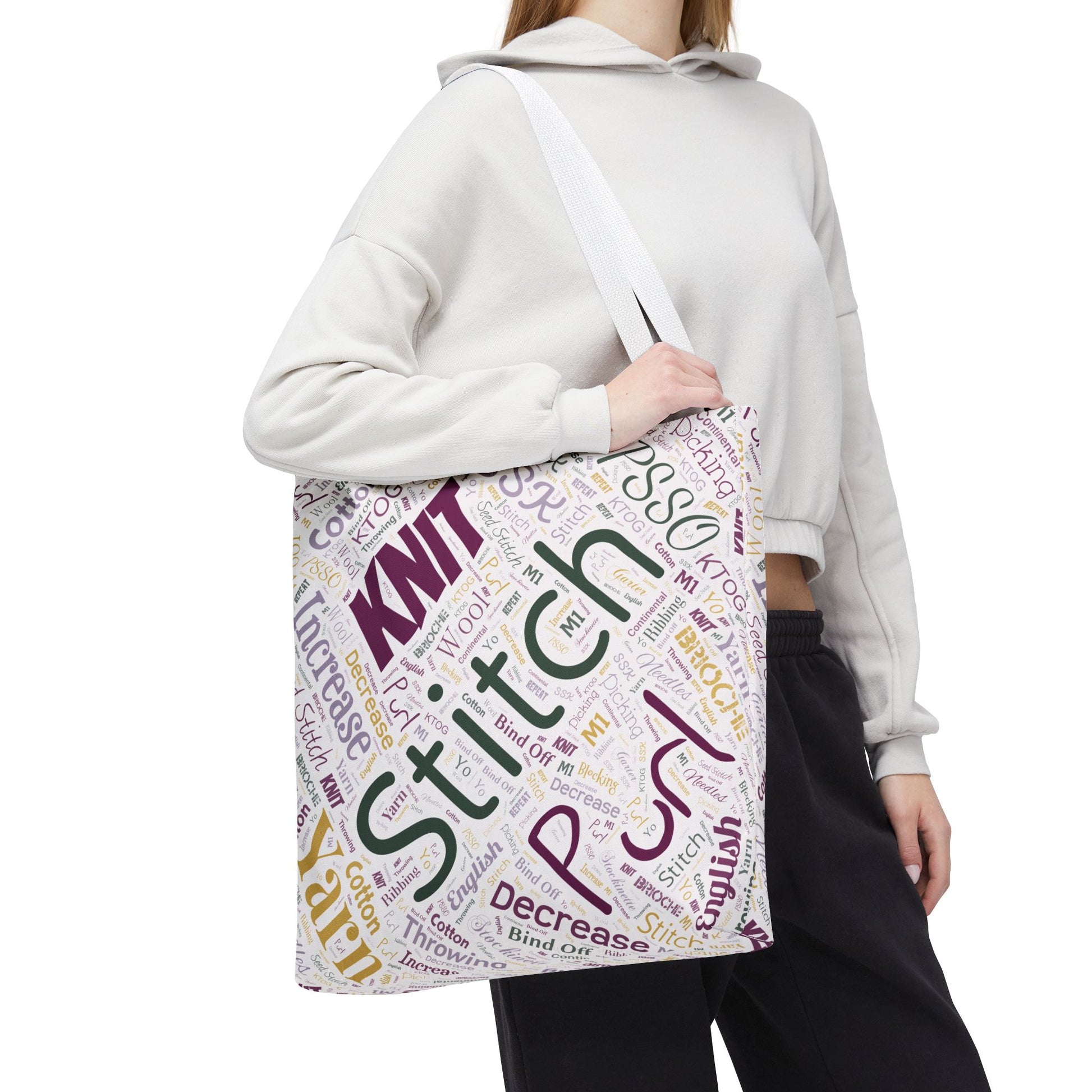 Stitch Word Art Tote Bag – 3 Sizes for Makers On-the-Go