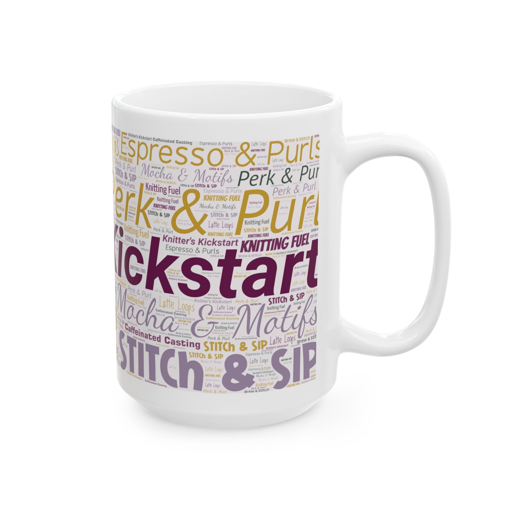 Knitting Fuel Word Art Mug – 11oz or 15oz Ceramic