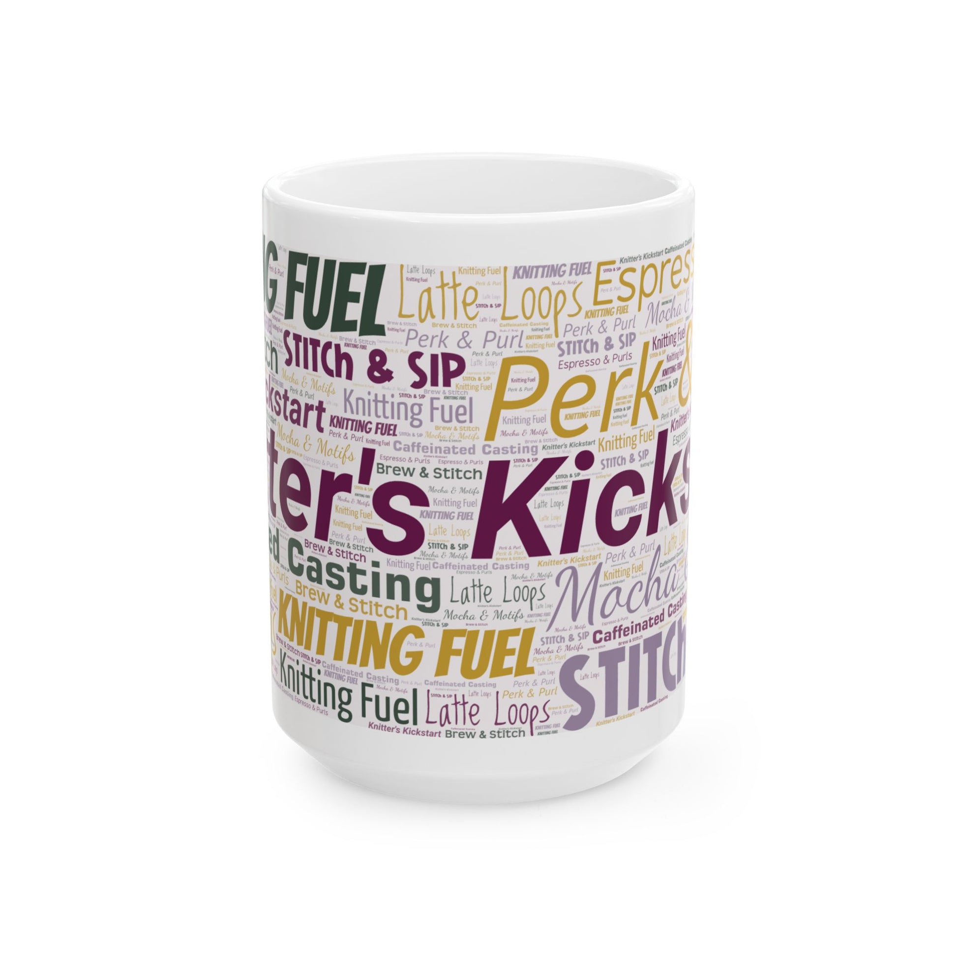 Knitting Fuel Word Art Mug – 11oz or 15oz Ceramic