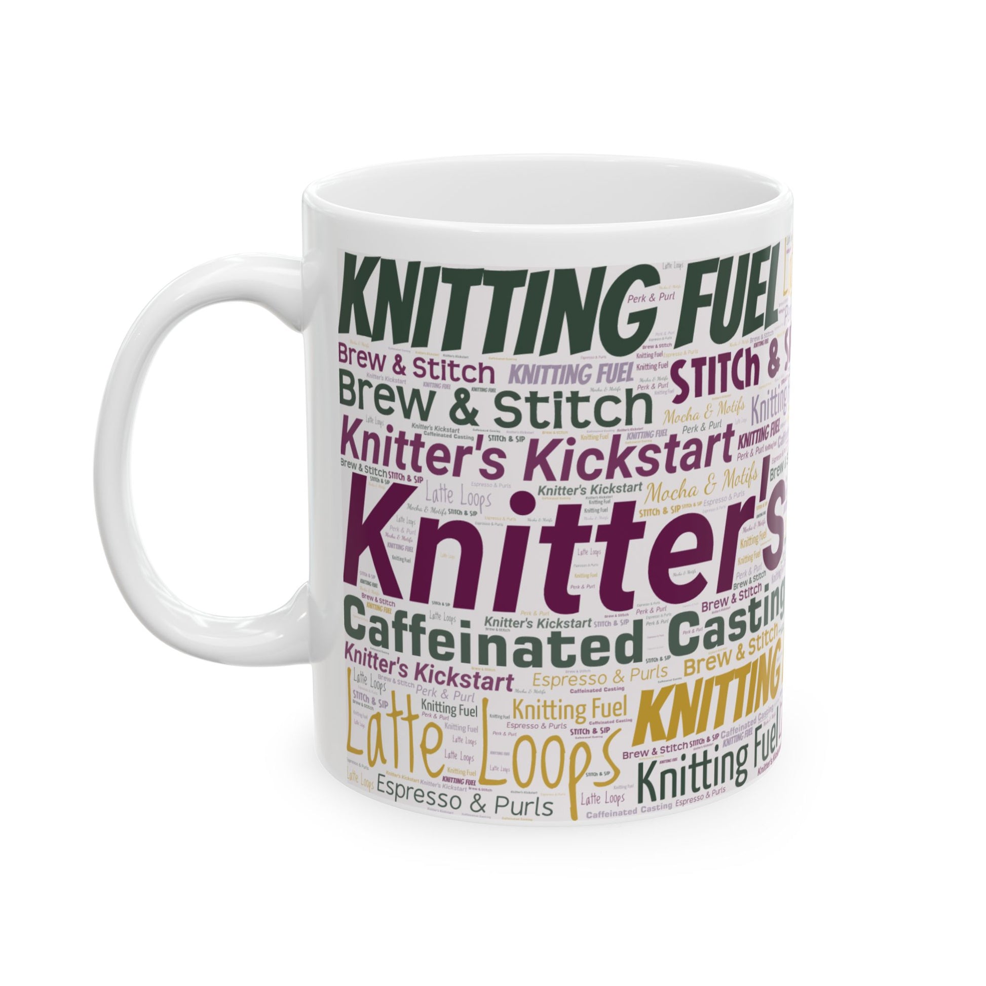 Knitting Fuel Word Art Mug – 11oz or 15oz Ceramic
